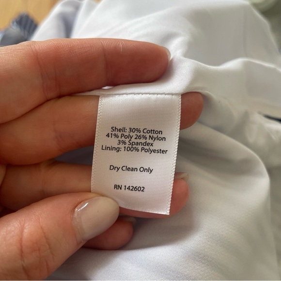 STS Woven Band Collar Split V-Neck Sleeveless Contrast Trim Tunic Shift Dress M - Picture 7 of 8